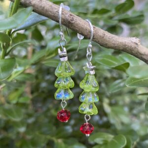 Glass Bead Christmas Tree Earrings