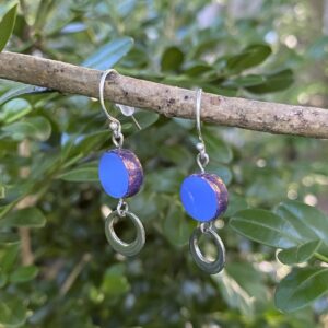 Simple Blue with Silver Dangling Earrings