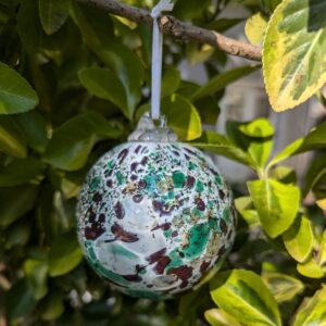 Christmas Red and Green Handblown Glass Ornament