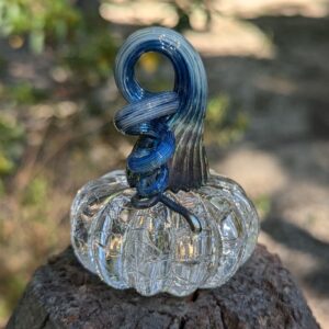 Clear Crackle Handblown Glass Mini Pumpkin