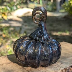 Purple Handblown Glass Pumpkin