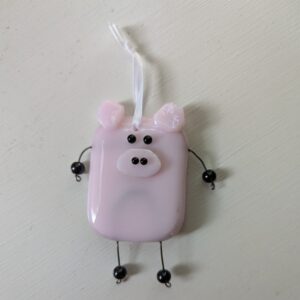 Kilnformed Glass Pig Ornament