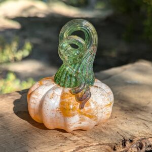 Milky Orange Handblown Glass Mini Pumpkin