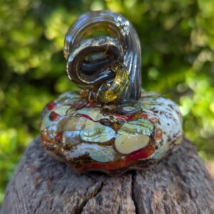 Clear Crackle Handblown Glass Mini Pumpkin