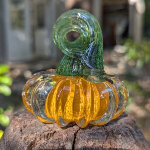 Orange Handblown Glass Mini Pumpkin