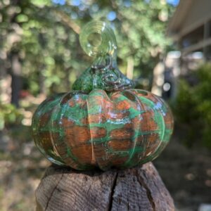 Green Orange Handblown Glass Pumpkin