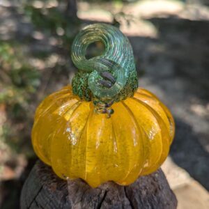 Orange Handblown Glass Pumpkin