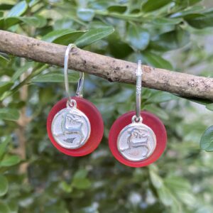 Silver and Red Reindeer Earrings